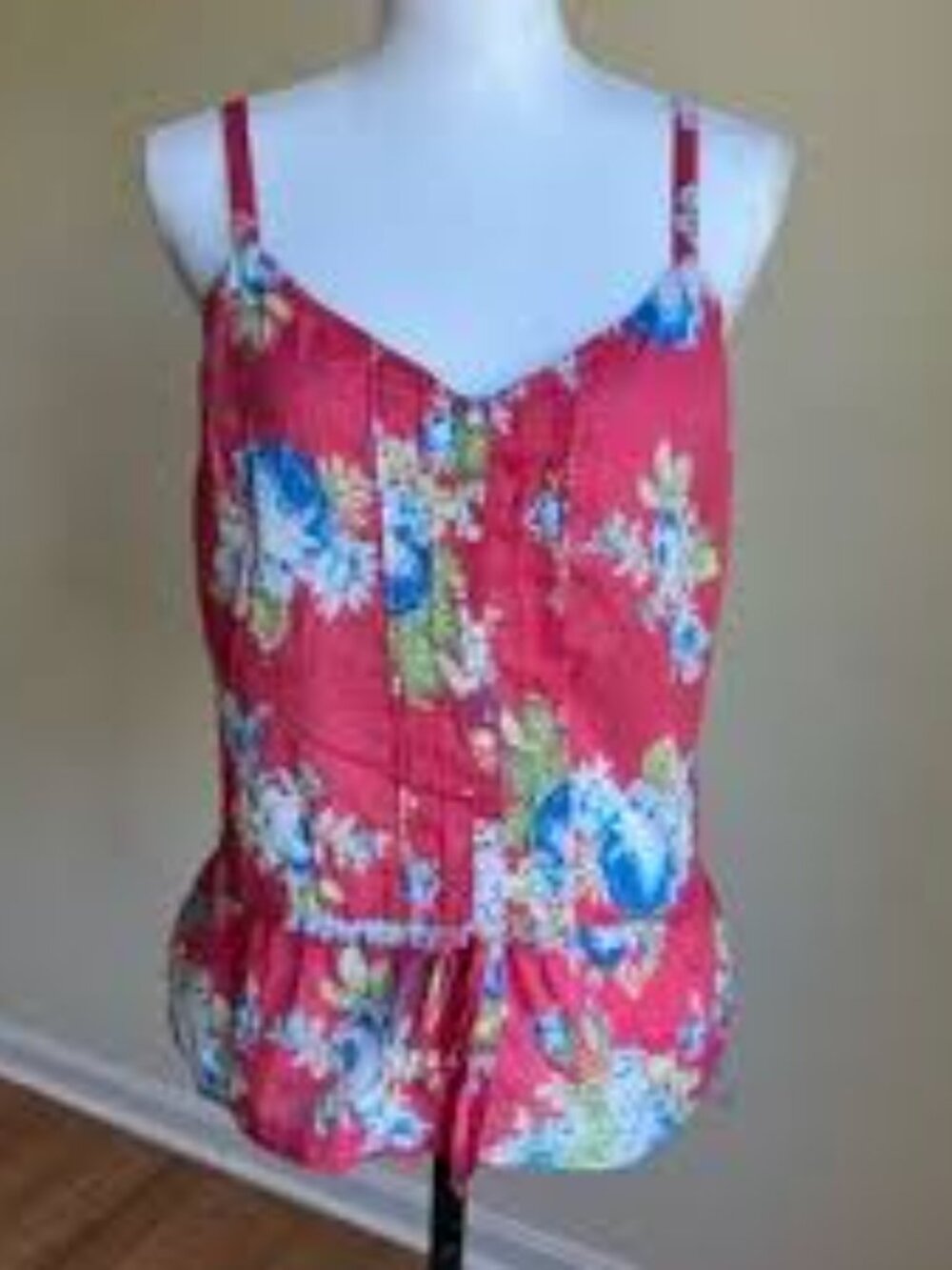 Hollister Floral Red Halter Tie-Back Women's Top Size Medium
